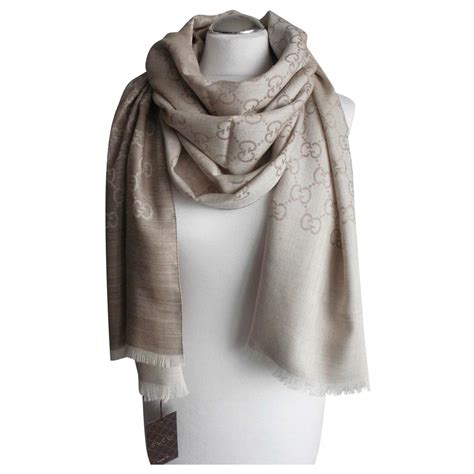 echarpe gucci beige|Gucci wool scarf.